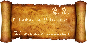 Milankovics Ulisszesz névjegykártya